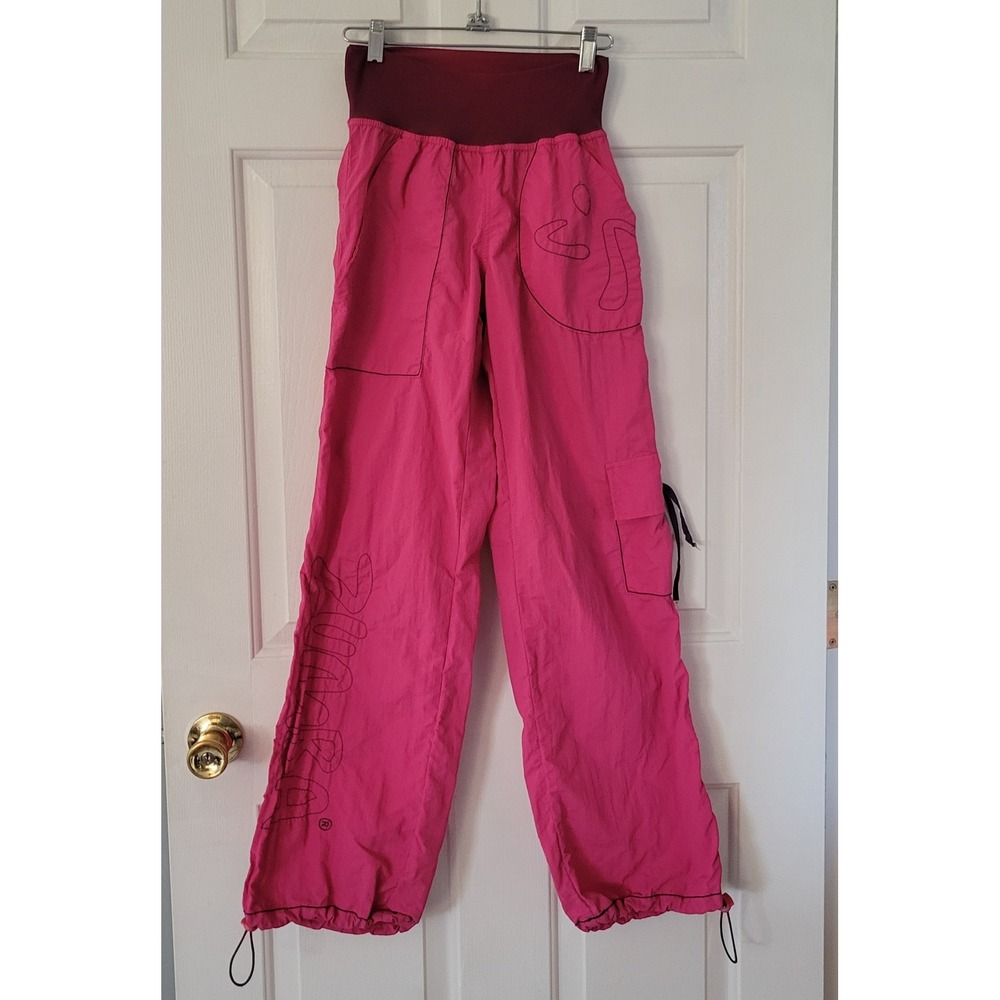 Zumba Hot Pink Cargo Pants Y2K Dance Wide Leg Streetwear Womens Small Festival